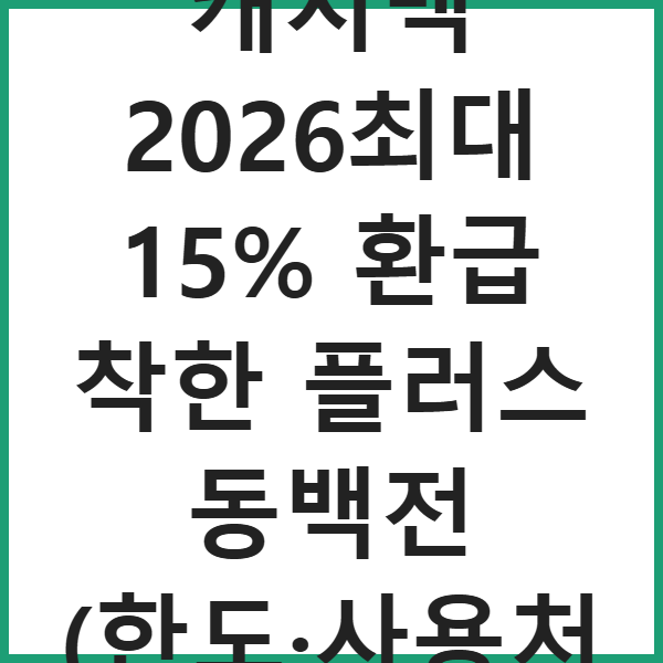 동백전 캐시백 2026최대 15% 환급 착한 플러스 동백전 (한도·사용처) 썸네일