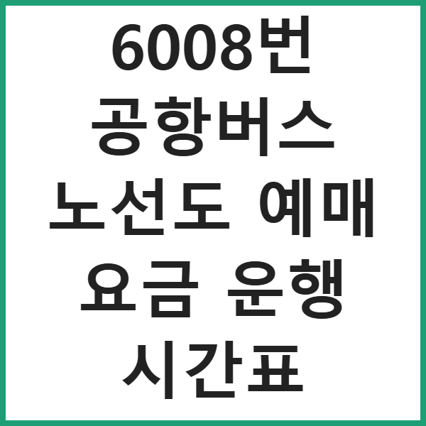 6008번 공항버스 노선도 예매 요금 운행 시간표 썸네일