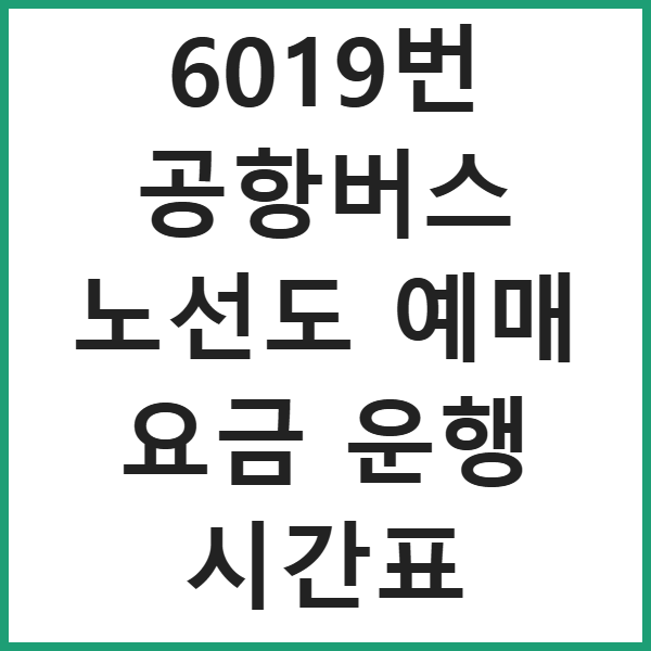 6019번 공항버스 노선도 예매 요금 운행 시간표 썸네일