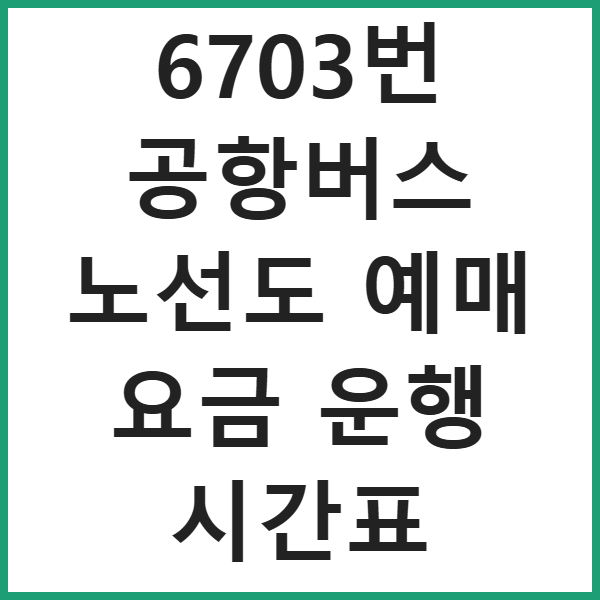 6703번 공항버스 노선도 예매 요금 운행 시간표 썸네일