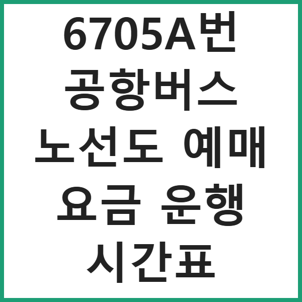 6705A번 공항버스 노선도 예매 요금 운행 시간표 썸네일