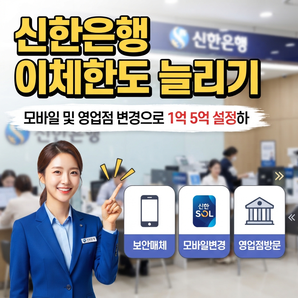 신한은행 이체한도 늘리기 모바일 영업점 변경 방법 1억 5억 썸네일